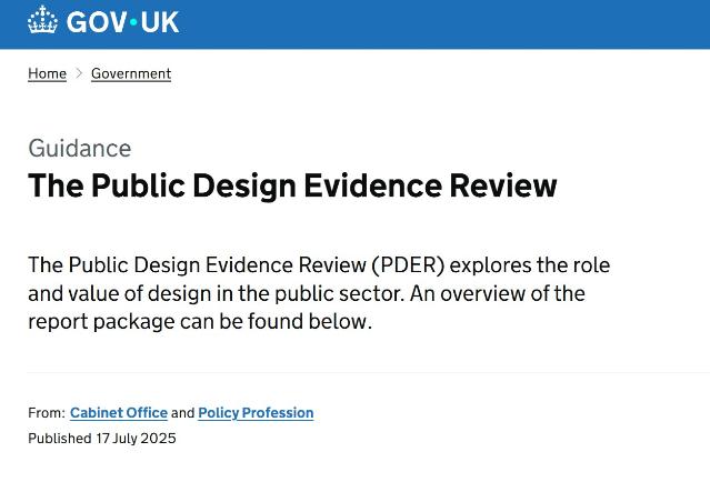공공부문 디자인 효과 실증 보고서 (The Public Design Evidence Review) - 영국 정부. 2025.7.