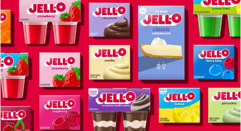 젤리의 '탱글탱글한 맛'을 담은 장난기 가득한 젤로(Jell-O) 리브랜딩