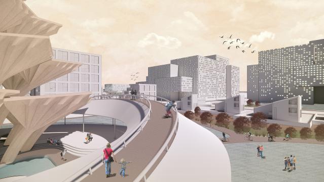 두바이에 있는 미국 대학의 프로젝트 중 지속 가능한 소규모 마을