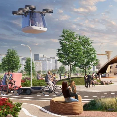 BIG, 미래도시 텔로사에 도입될 ‘Ground to Air’ 자율주행차량 디자인