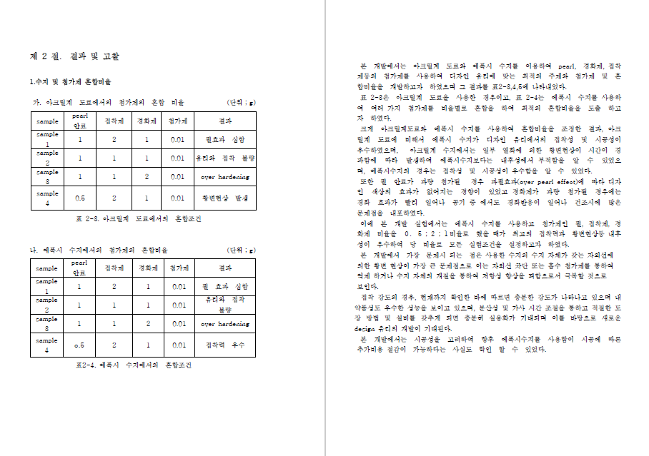 디자인소재표면처리기술개발사업 결과보고서_디자인 유리 생산 공정 개발 - 스파르탄스톤(노순희), 2005