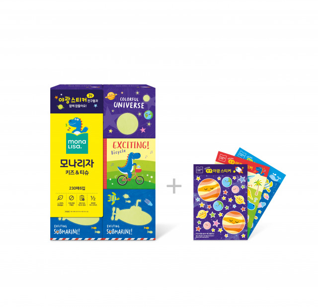 “아이 방 밝혀주는 꿀잠 메이트” 모나리자, 야광 스티커 3종 담은 ‘키즈&티슈’ 출시